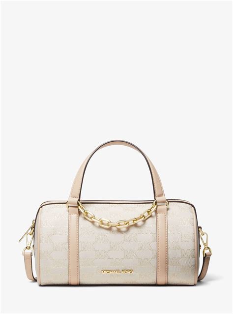 Zooey Medium Logo Jacquard Barrel Bag 